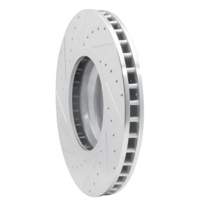 BMW ALPINA B7 Brake Rotor (1) - Front Right - R1 Concepts - Drilled & Slotted - Silver - `07-`08